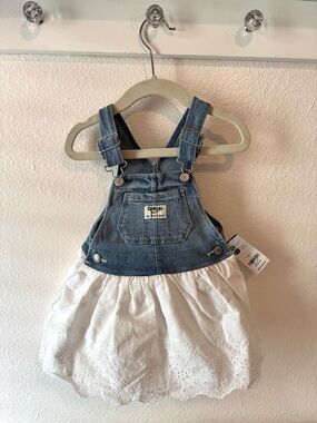 OshKosh B'gosh Denim Top with White Eyelet Skirt Overalls